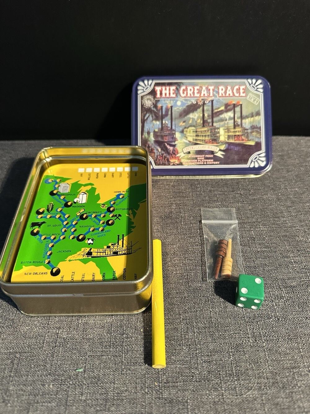 2007 Channel Craft Great Steamboat Race Vintage Game Series Travel Tin Complete